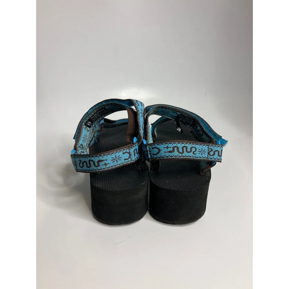 Teva Flatform Universal Sandals Women 9 Blue Good Platform snake Pattern Strappy